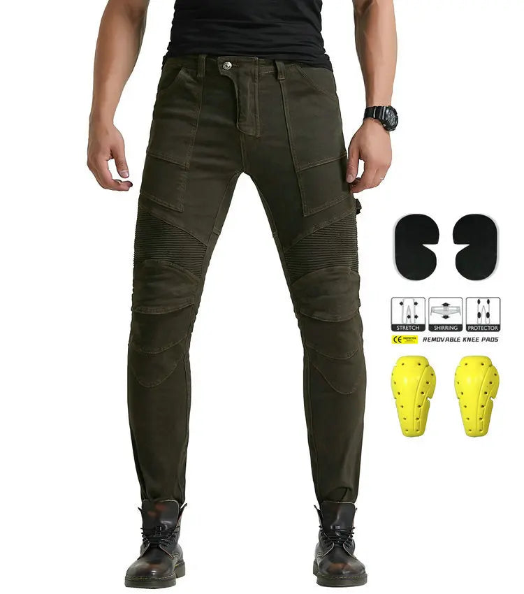 New Multi-Pocket Work Pants Multi-Functional Fall Protection Motorcycle Jeans for Men