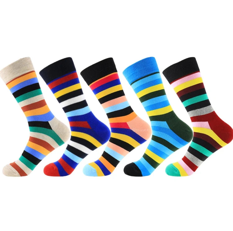 Mens Ready to Ship Sock Autumn Winter New Color Stripe Series Men's Tube Socks Wholesale Custom logo Casual Cotton Crew Socks