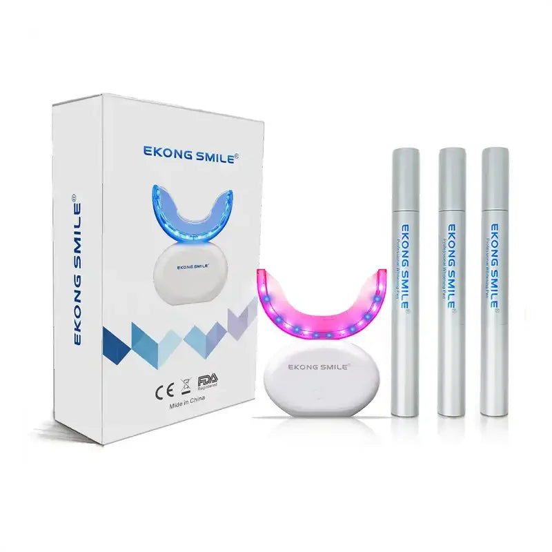 OEM Professional Custom Private Label EKONG SMILE EK-MY202KIT White Rechargeable Wireless Led Teeth Whitening Home Kit