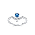 Vintage 925 Sterling Silver Fine Ring Simulated Sapphire Geometric Zirconia Trendy Eternity Wedding Anniversary Party Engagement