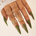 8pcs Set Bohemian Retro Vintage Women's Alloy Finger Rings Simple Chain Butterfly Design with Layers Link Chain Decor
