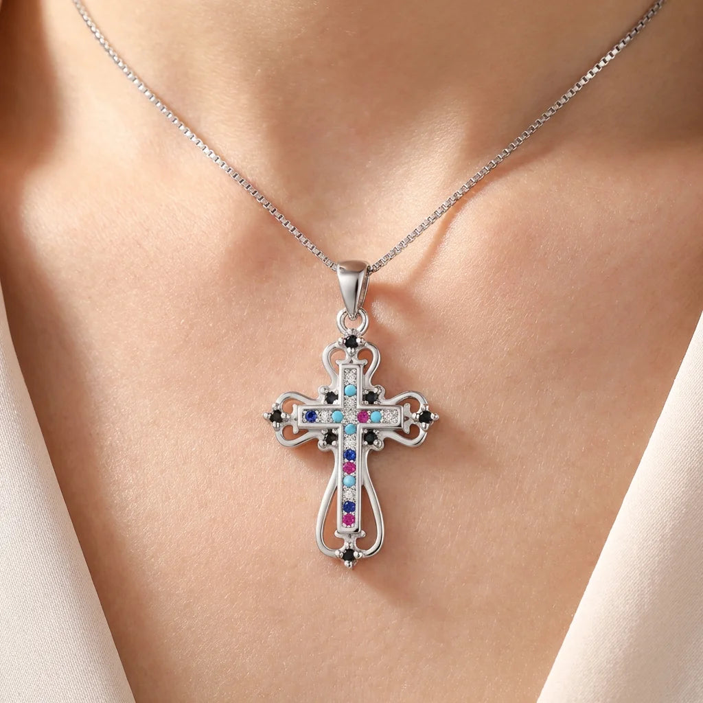 Wholesale Religious Christian Cross God Pendant 925 Sterling Silver Rhodium Plated Fine Jewelry