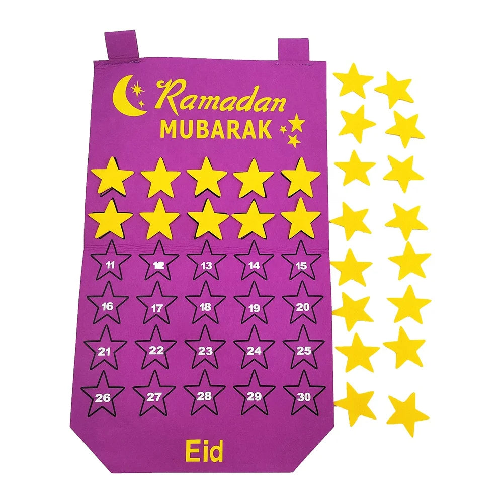 Factory Supply DIY Eco-friendly Customized Color Ramadan Eid Countdown Felt Calendar for Home Party Decoration