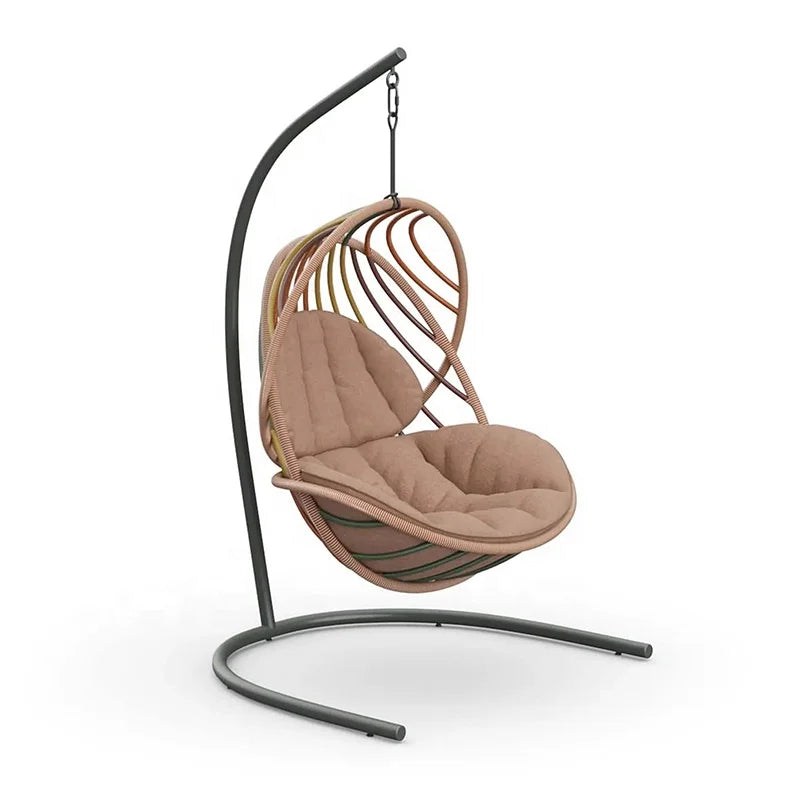 Fashionable PE Rattan Outdoor Furniture Hanging Lounge for Patio Garden Villa Hotel Resort Courtyard Park-Durable Metal Design