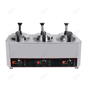Triple Barrels 6L Hot Nachos Cheese Warmer With Pump Electric Commercial Stainless Steel Sauce Warmer Pump Dispenser Machine