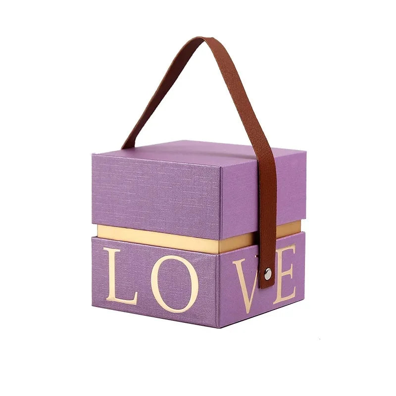 RTS 10*10*H10cm/13*13*H13.5cm Embossed Handmade Scented Candle Perfume Square Gift Box Leather Red Valentine's Day Paper
