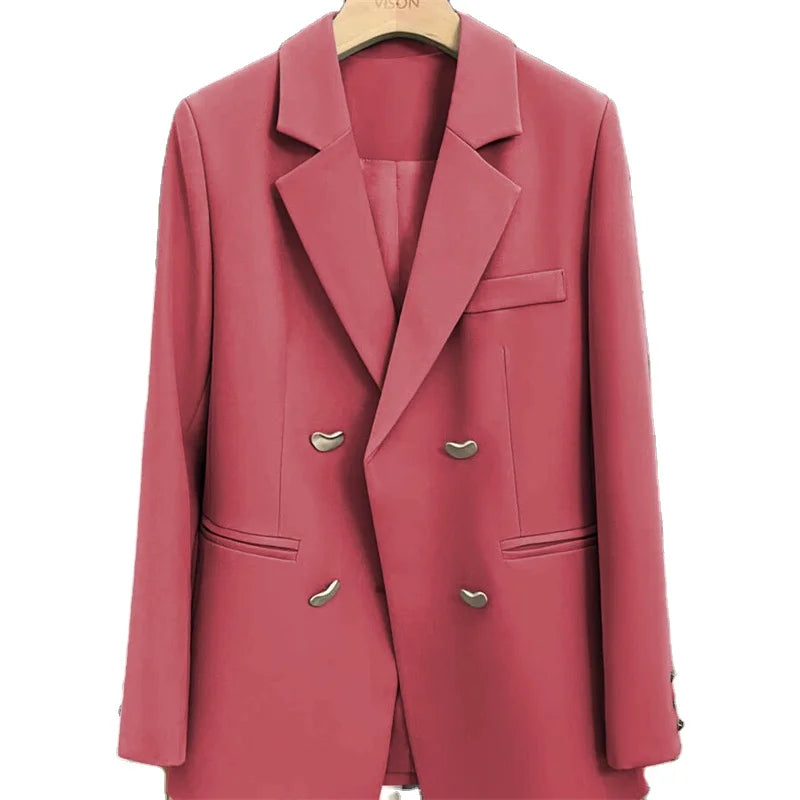 S-3XL  Casual Suit Jacket Metal Button Small Suit Korean Spring and Autumn Design Top