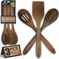 Rewood Wood 3 Pc Slotted Spoon Solid Spoon and Spatula in Sustainable Flexible Acacia Safe Kitchen Utensils Set