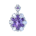 925 Sterling Silver Natural Amethyst Pendant for Women Dazzling Rhodium Plated Anniversary Gift Charm Pendants