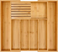 Kitchen Bamboo Cutlery Drawer Storage Box Retractable Cutlery Drawer Multi-function Cutlery Tray with Partition