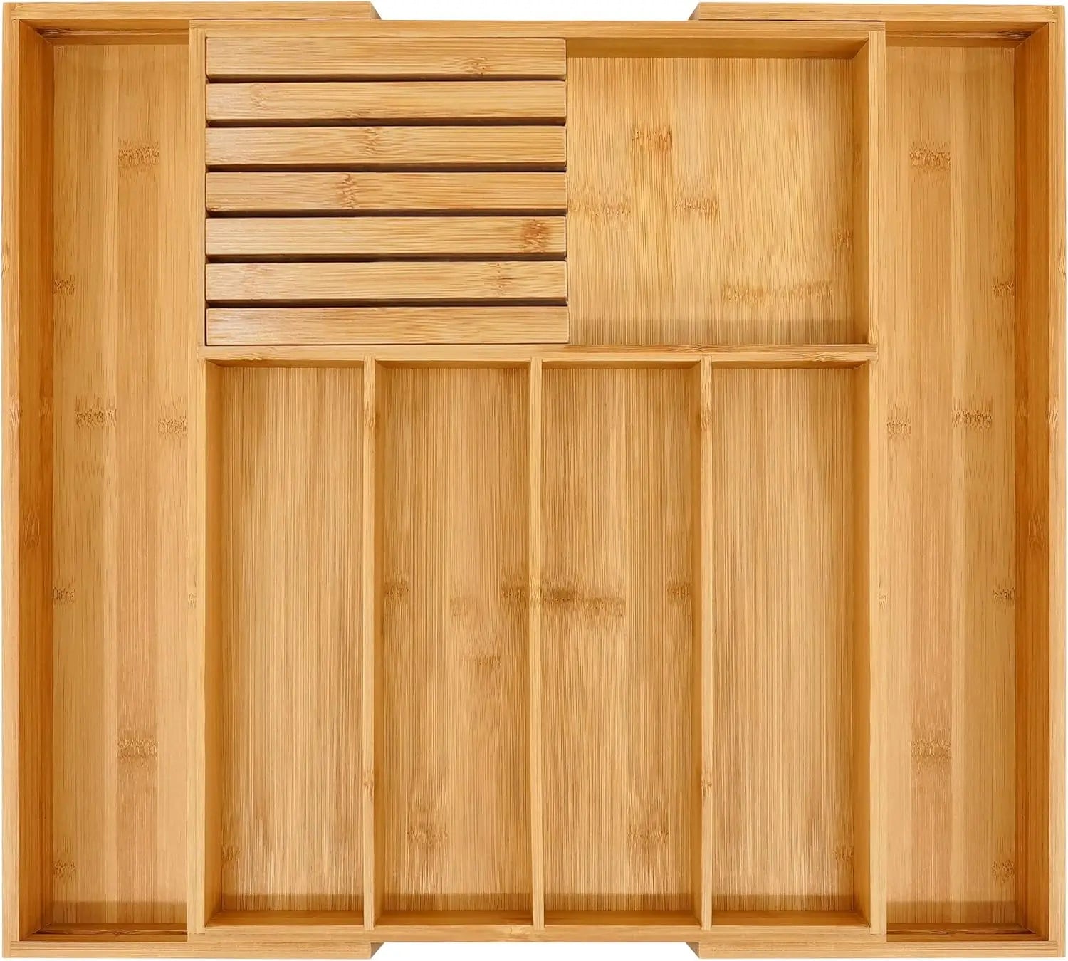 Kitchen Bamboo Cutlery Drawer Storage Box Retractable Cutlery Drawer Multi-function Cutlery Tray with Partition