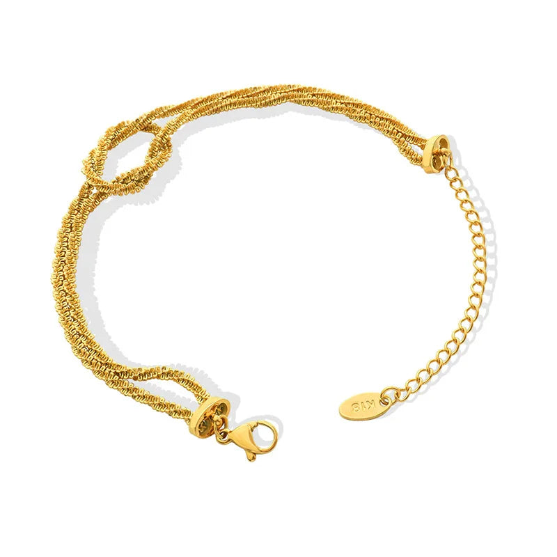 2022 European and American Fashion Simple Stainless Steel 18K Gold Design Hollow Knotted Bracelet Women Spot Wholesale