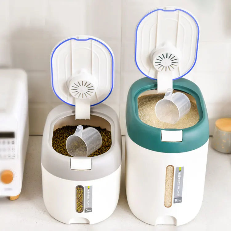 Moisture-proof Insect-Proof Household Sealed Metering Plastic Rice Grain Storage Dispenser 5KG 10KG Rice Container Storage