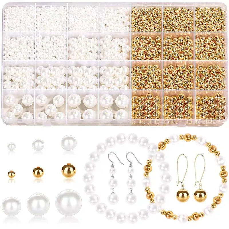 Wholesale Acrylic Imitation Pearl Set for DIY White Round Beads for Bracelets & Necklaces Jewelry Materials