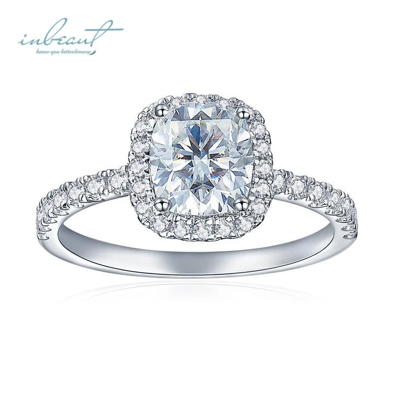 Classic 925 Silver 1.5 Carat Cushion Cut Pass Diamond Test All Slide Stones Total 0.5 Ct D Color Moissanite Ring Wedding Jewelry