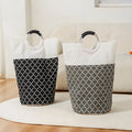 Large High-Capacity Foldable Laundry Basket with Metal Handle Lantern Flower Storage for Clothing Sorting Fabric Material