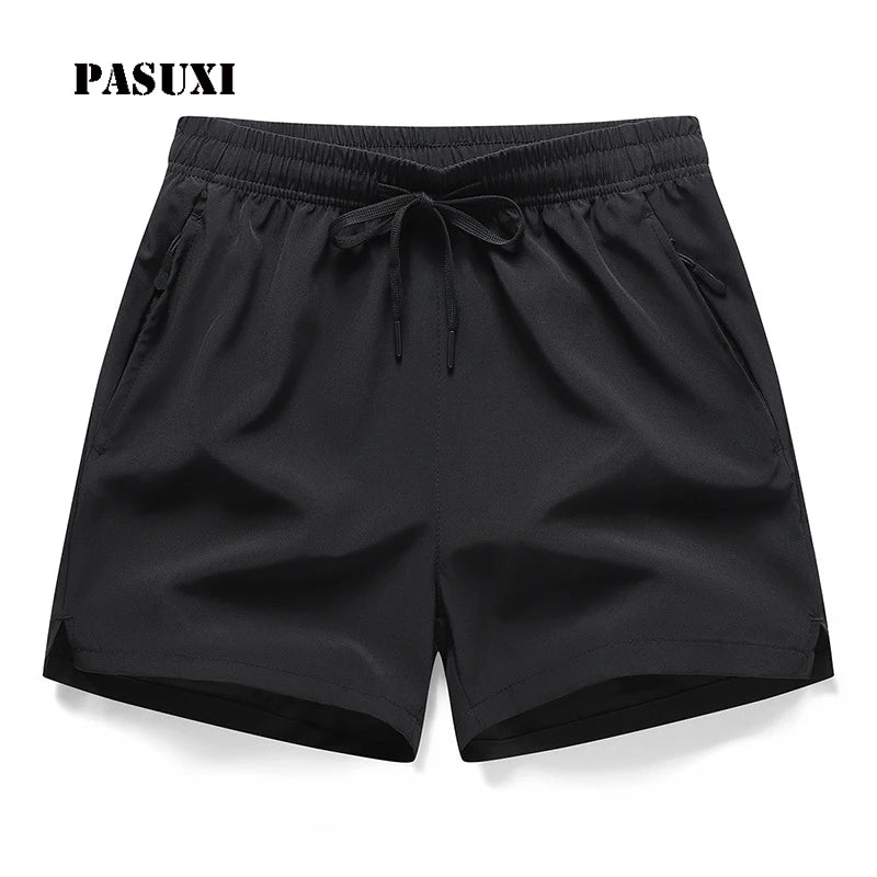 PASUXI Quick Dry Breathable Polyester Sports Shorts Men Fitness Training Workout Athletic High Waist Drawstring Loose Casual
