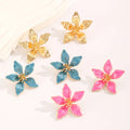 Fashion Sweet Oil Drop Flower Earrings Retro Elegant Fashion Alloy Petal Earrings Women Jewelry