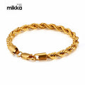 Fashion Hiphop 18k Gold Plated Stainless Steel Twist Rope Bracelets for Male Female Bracelets Jewelry