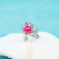 R030539 DIY 6-8mm Natural Freshwater Pearl Ring Accessory 925 Sterling Silver Adjustable Size Engagement Jewelry Ring for Women