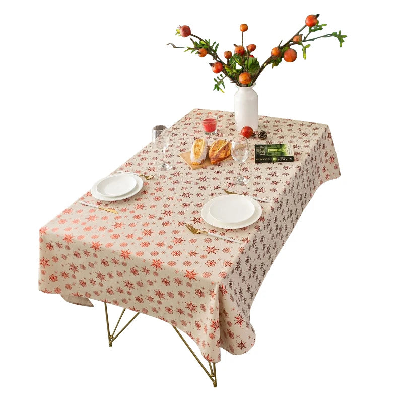 Factory Direct Christmas Gilded Gold Stamping Cotton Linen Tablecloth Floral Woven Design