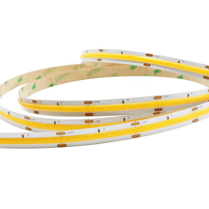 Benory 24V Flexible Strip Light Warm White 3000K Decorative Backlight CRI90 10W/m 8mm PCB LED Rope Tape COB Stripes