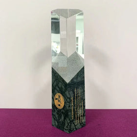 Adl High-Quality Acrylic Awards Marble and Crystal Glass New Design Custom Crystal Glass Trophy Awards With Green Color