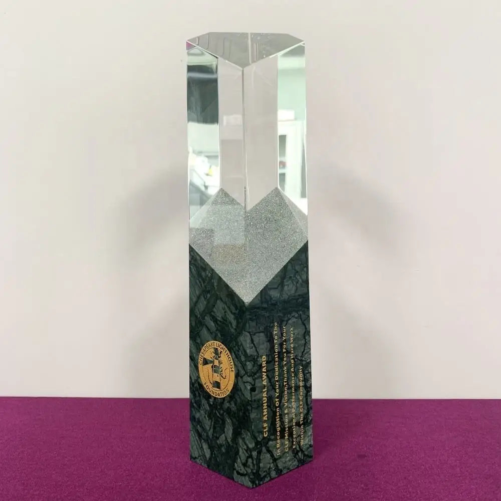 Adl High-Quality Acrylic Awards Marble and Crystal Glass New Design Custom Crystal Glass Trophy Awards With Green Color