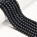 Loose Bulk Natural 2.0mm Big Hole Matte Rondelle Black Onyx Gem Stone Beads for Jewelry Making 5x8mm 6x10mm 8 Inch Per Strand