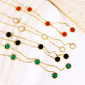 OEM Fashion Jewelry Necklace 18k Gold Plated Dainty Round Shell Acrylic Turquoise Stainless Steel Y Lariat Necklaces