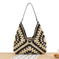 Women Straw Beach Bag Bucket Tote Summer Woven Handmade Handbag Shoulder Bag