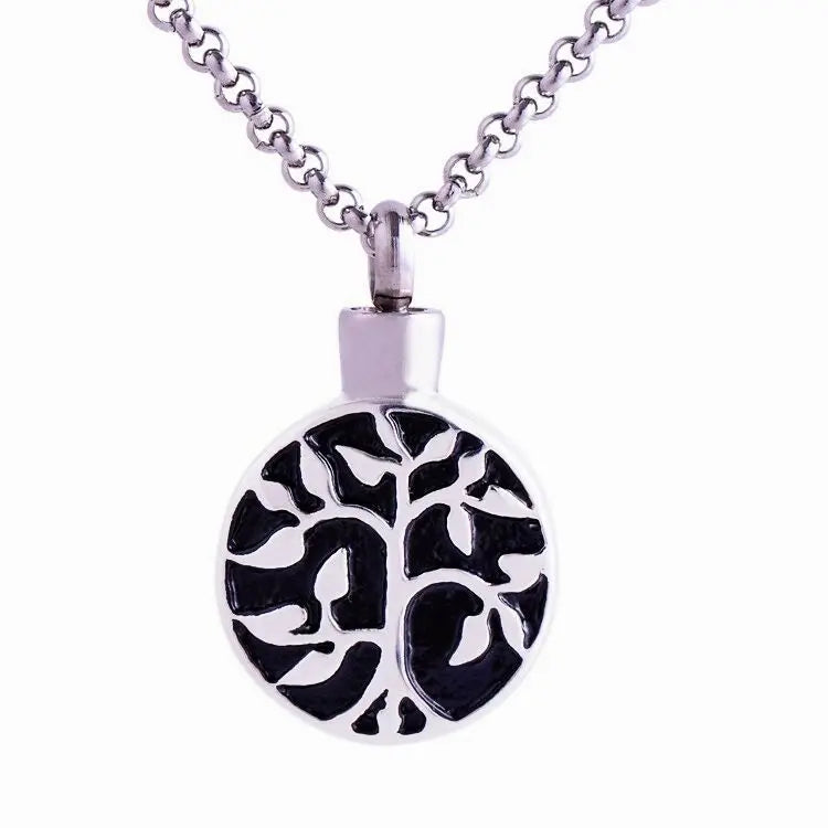 Funeral Keepsake Memorial Stainless Steel Pendant Perfume Cremation Life Tree Locket Necklace