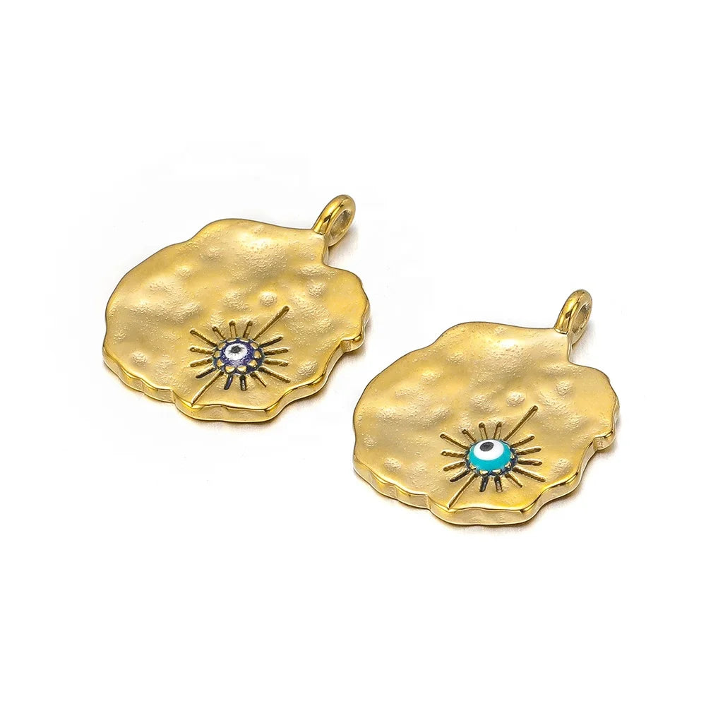 Fashion Irregular Lotus Leaf Ahape Eye Dripping Oil Pendants Charms Diy Necklace Bracelet Jewelry Accessories