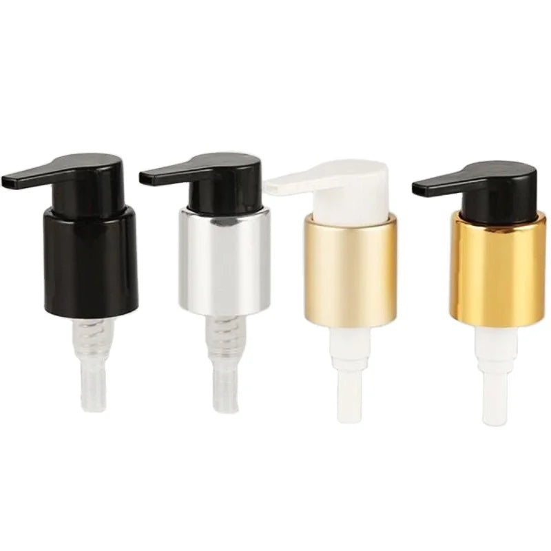 Customized 24-410 White Color Logo Black Silver Coated Cosmetic Plastic Lotion Pump Cap for Shampoo Bottles Bottle Lids Closures
