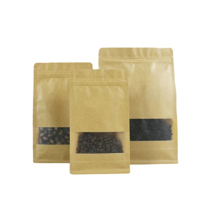 Eco-Friendly Biodegradable Kraft Paper Bag Custom Printed Side Gusset Pouch Zipper Top NPZ800 Model for Coffee Tea Nuts Sugar