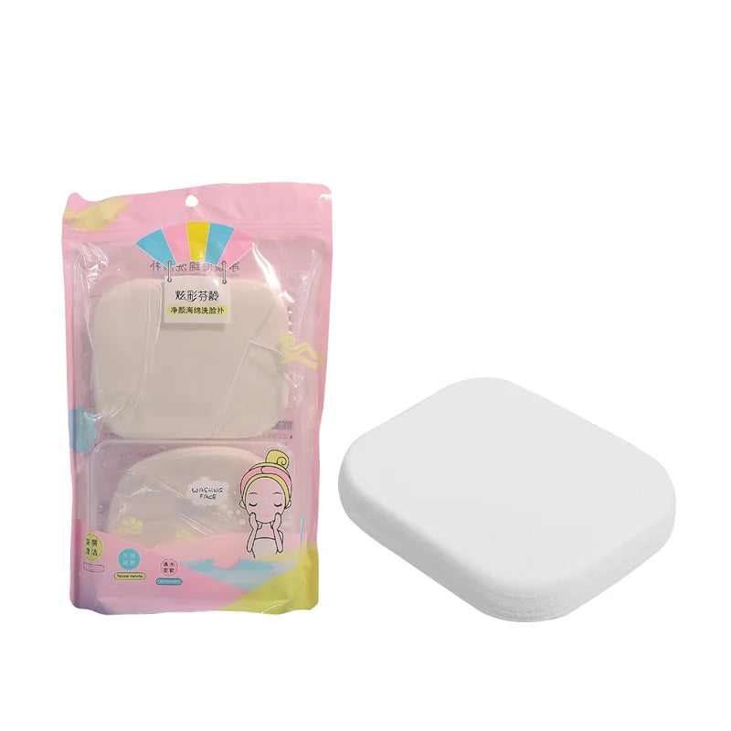 SBelle Soft Skin-Friendly PVA Facial Milk Sponge Private Label Face Wash Cleansing 2 Pcs Makeup Remover Powder Puff Washable