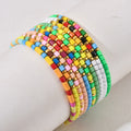 Colorful Bohe Beaded Metal Handmade Enamel Couples Bracelet Small Tube Bangles for Women Men Anniversary Jewelry Gift
