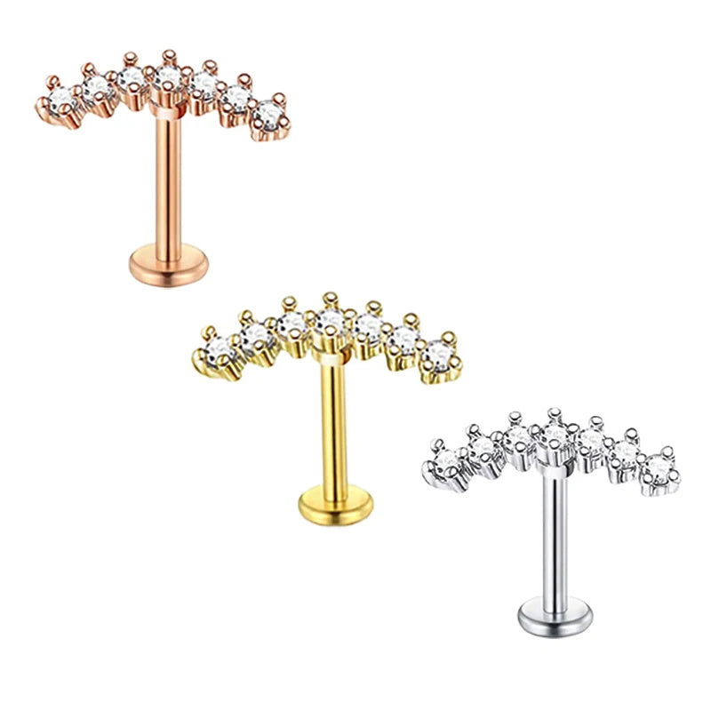Mix Colors 16G Stainless Steel Labret Lip Ring Tragus Helix Earring Stud Body Piercing Jewelry Lip Rings Ear Stud 6/8mm Barbell