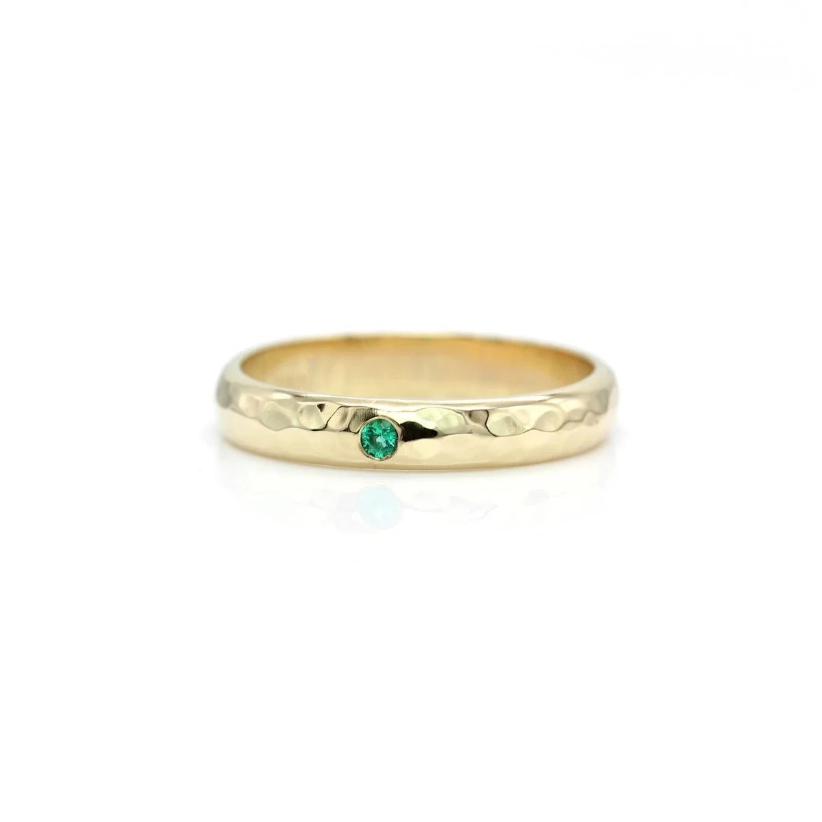 925 Sterling Silver Hammered Tiny CZ Wedding Engagement Ring Retro Gold Plated