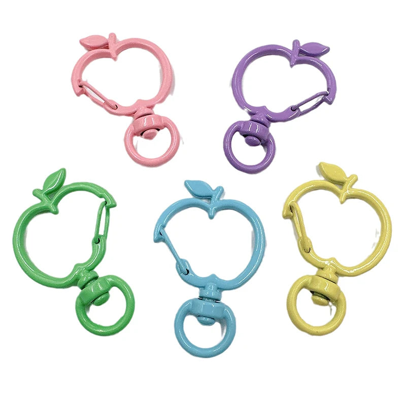 Wholesale Fashion Baked Paint Apple Carabiner Keychain Lobster Buckle Dog Buckle Painted Color DIY Handmade Pendant Iron Metal