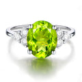 Wholesale Trendy Rose Gold Brass White Gold Ring Vintage Green Diamond Oval Peridot Ring for Women for Parties Anniversaries