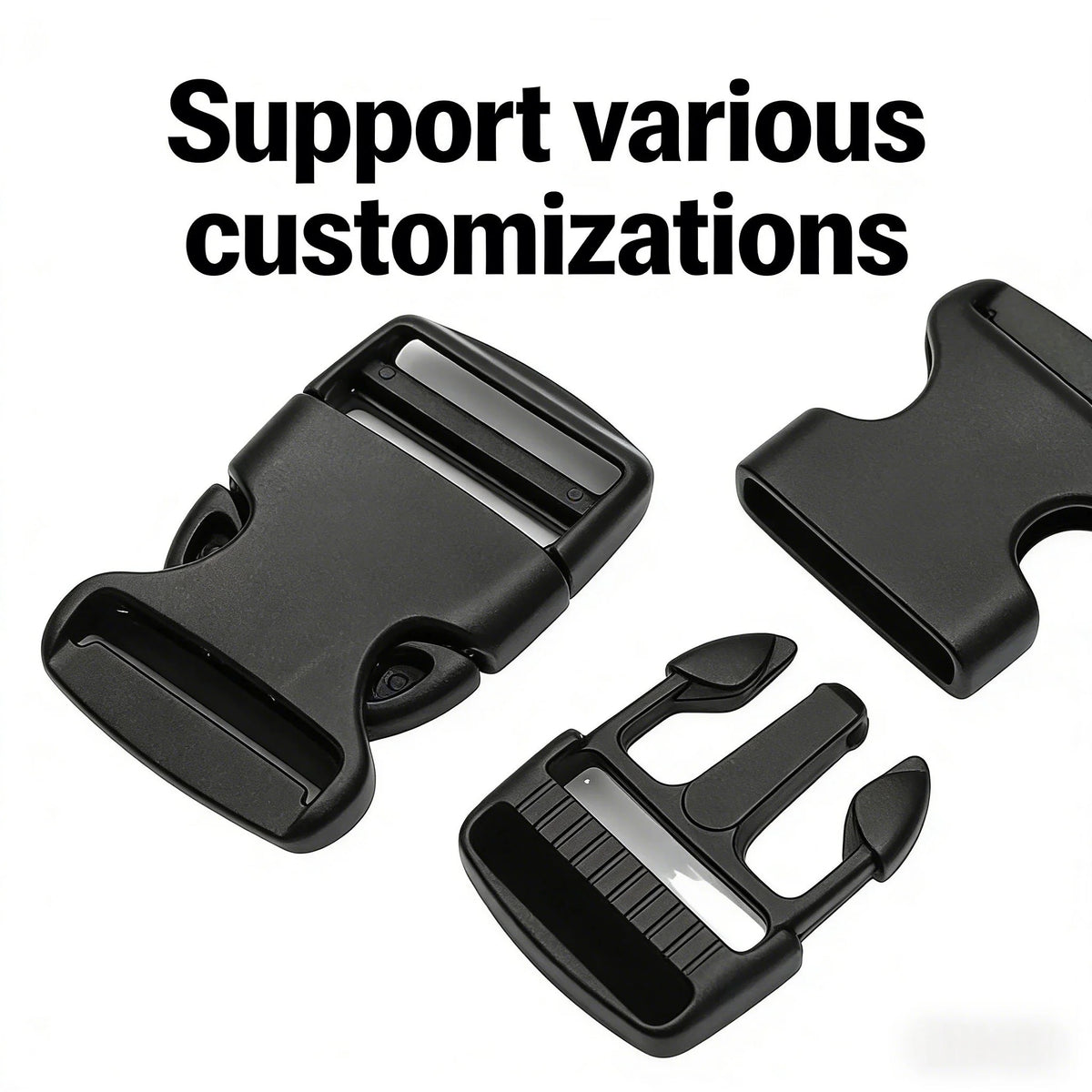 Customizable Black Plastic Side Release Buckle 32mm Quick Adjust for Backpack Straps Pet Collar DIY Accessories