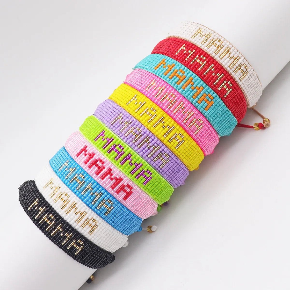 Handmade Bohemian Style Adjustable Bracelet for Women Miyuki Fairy Beaded Design Delicate Letter Mother's Gift