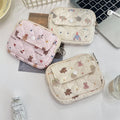 Cute Cartoon Quilted Cosmetic Bags for Women Fashion Polyester Small Storage Pouch Ladies Clutch Purse Female Floral Makeup Bag