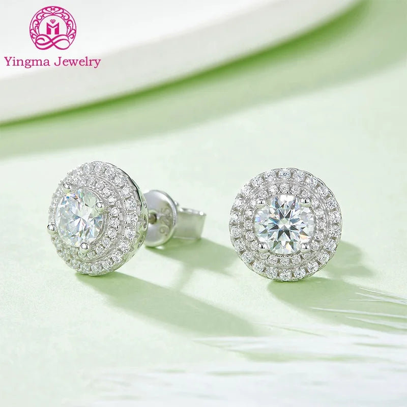 Lab Created Exquisite Real Moissanite Earrings 5 mm Round Shape 925 Sterling Silver 0.5 Ct X 2 Moissanite Earrings Women Luxury MegaBDM