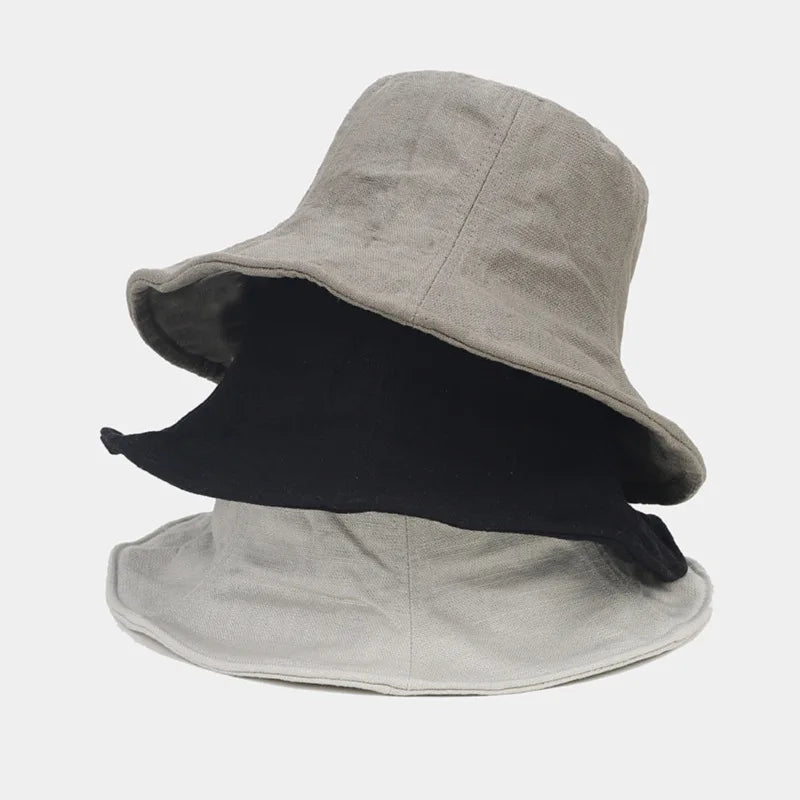 Wholesale Cotton Linen Summer Fashion Women Sun Hat Foldable Bucket Hat for Lady Summer Dress