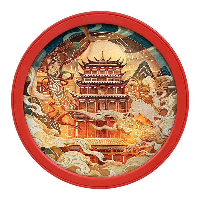 Manufacturer Anime Brand 3D Souvenirrs Asian Ancient Buildings Castle Paper Carved Custom Refrigerator Magnet With Led Light