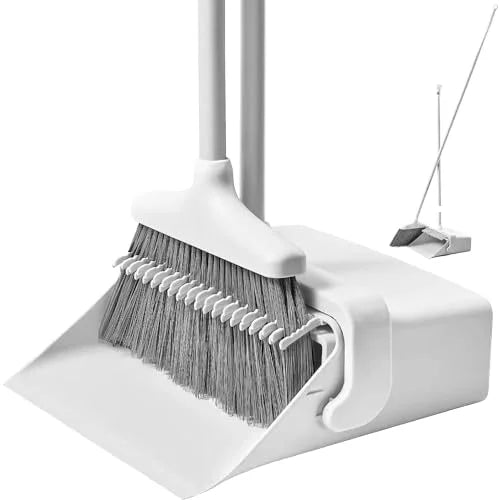 Long-Handle Household Cleaning Tools Set Aluminum Broomstick with Plastic Bristle Broomhead Dustpan Brush