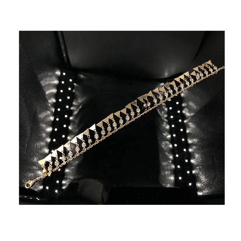 BMZ 2025 New Brass Women Ankle Chain Glitter