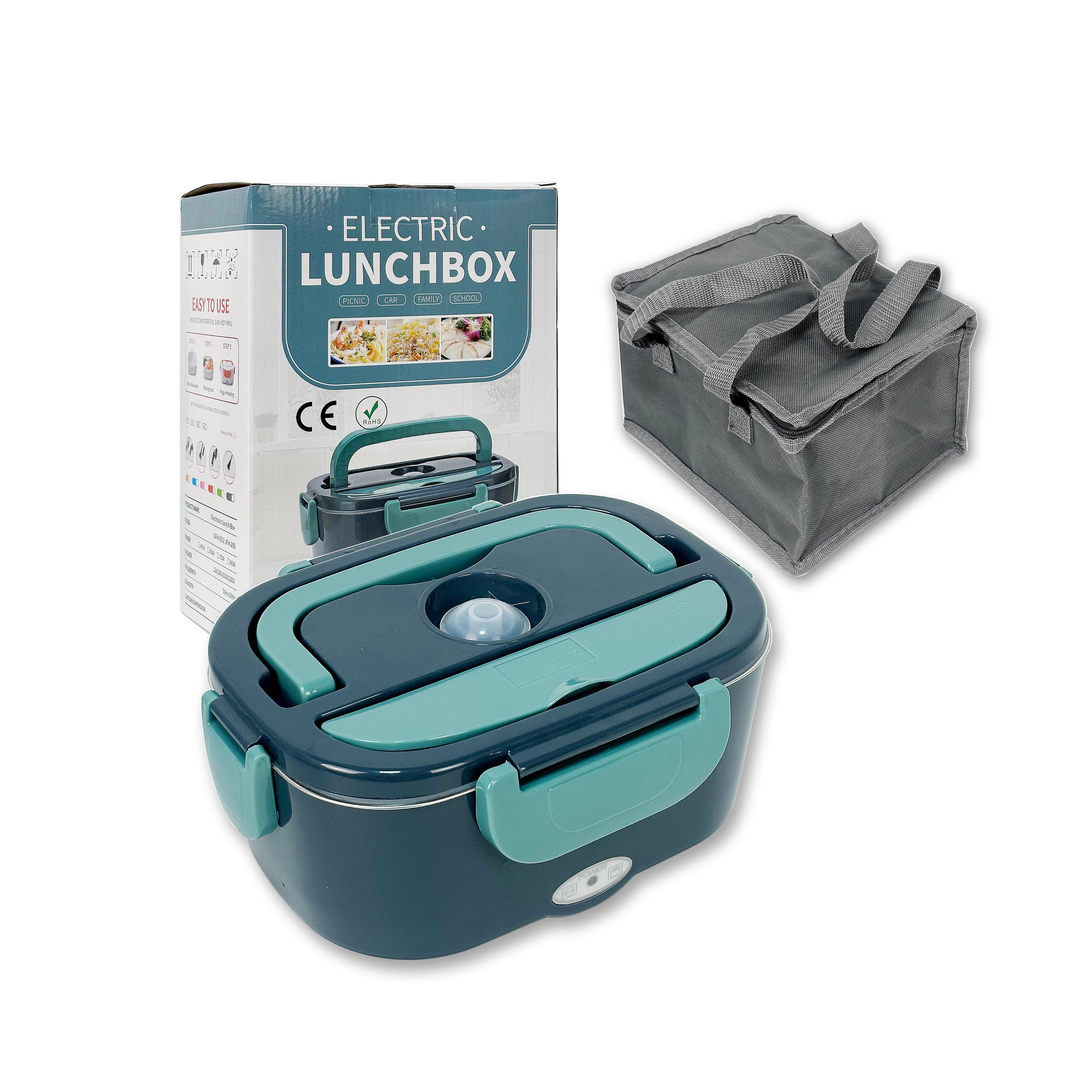 1.5L Stainless Electric Lunch Box with EU/US/UK Plug Portable Bag for Car and Home Heatable Food Container